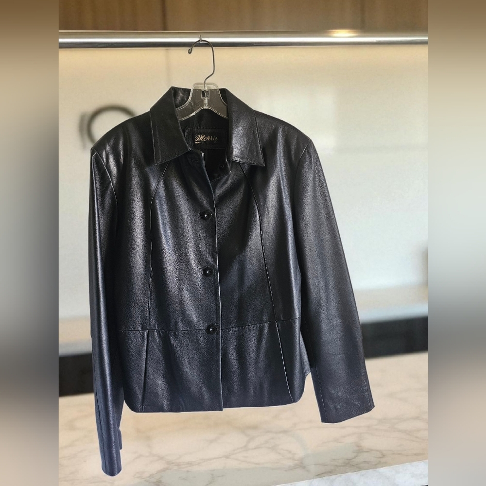 Italian Leather Women's Black Leather Jacket From Florence Italy Size M